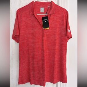 NWT Callaway Opti-Dri V-neck Collared Short Sleeve Womens Top